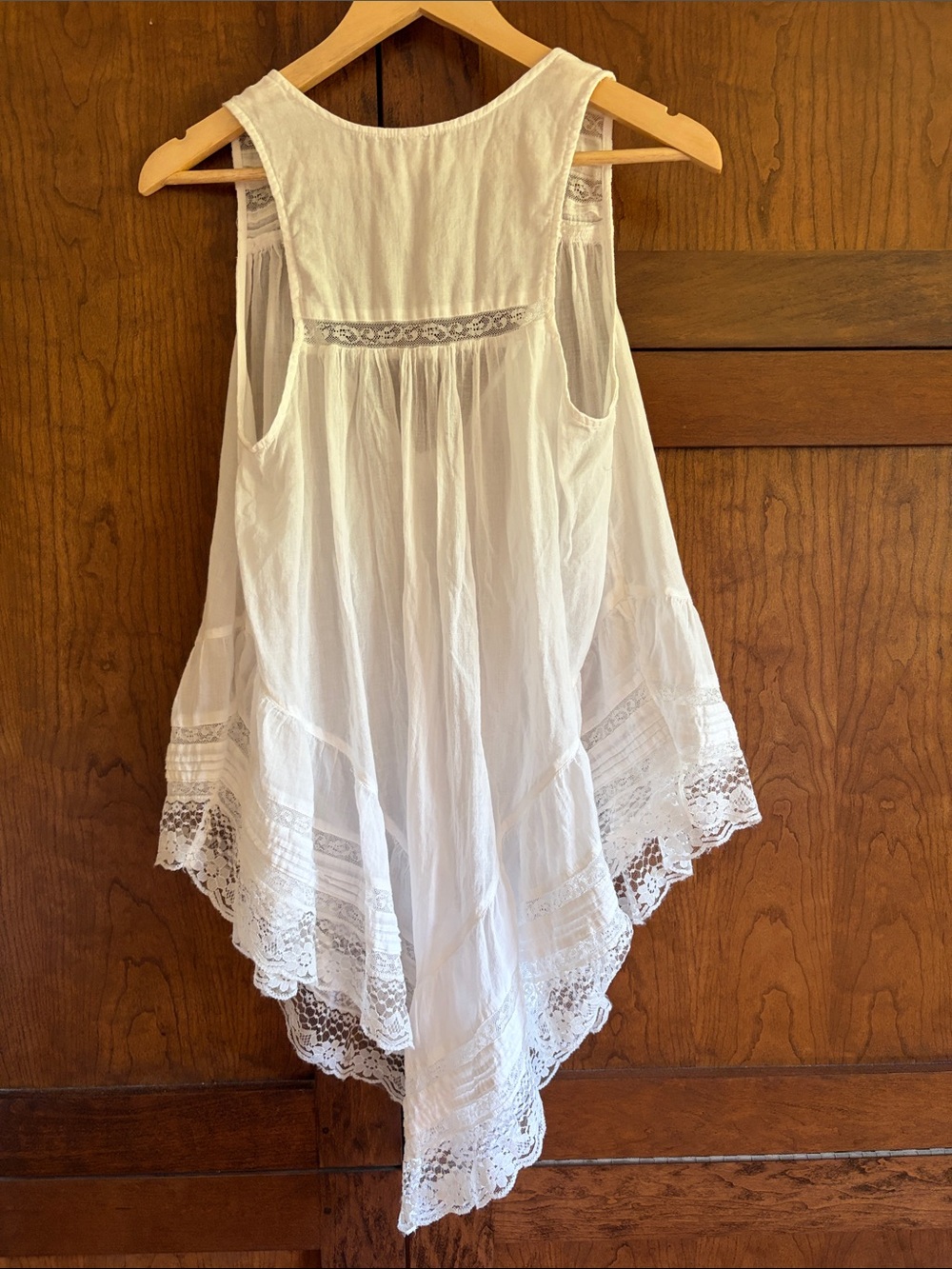 Free People White Lace-Trim Sleeveless Tunic - Picture 5 of 5
